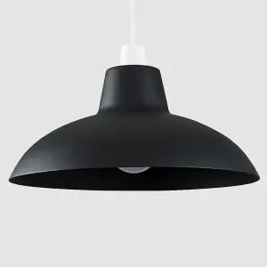 ValueLights Civic Pair of Black Metal Easy Fit Living Room Bedroom Ceiling Pendant Light Shades