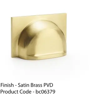 Backplate Cup Handle - Satin Brass 40mm Centres Solid Brass Shaker Drawer Pull