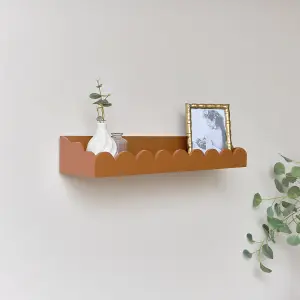 Melody Maison Rust Scalloped Wall Storage Shelf - 61cm