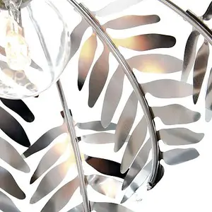 Traditional Fern Leaf Design Ceiling Pendant Light Shade in Silver Chrome Finish