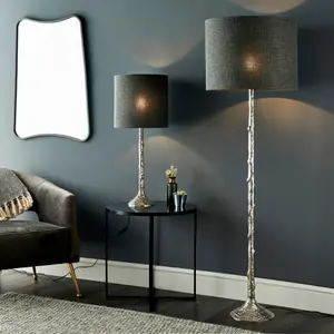 Floor Lamp Light - Polished Aluminium - 60W E27 GLS - Standing Base Only