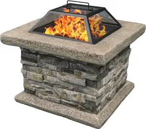 Homeology Fireology VIETRI Majestic Garden Fire Pit Brazier and Barbecue with Eco-Stone Finish