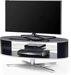 MDA Designs Orbit 1100 Gloss Black TV Stand with Gloss Black Elliptic Sides for Flat Screen TVs up to 55"