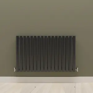 Horizontal Black Single Oval Panel Radiator (H)600mm x (W)1003mm, 3522 BTU.