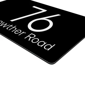 Personalised Aluminium House Plaque with Solar Light Customised with Your House Number and Street Name 160 x 280mm Black