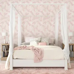 Hoopla Walls Pale Pink Feathers Smooth Matt Wallpaper