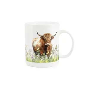 Highland Cow Mug - Standing Cow Field Tea/Coffee Bone China Mug Gift