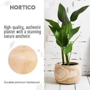 HORTICO™ Indoor Plant Pot, (Dia) 30cm ECO Round Wooden Planter for House Plants with Waterproof Liner D30 H23 cm, 8L