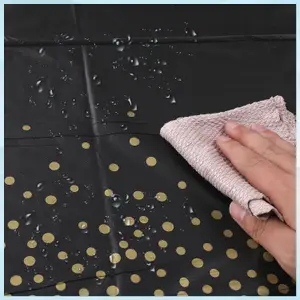 Black Plastic Tablecloth, Gold Dot Confetti Printed Waterproof Table Cover - 54"x108"