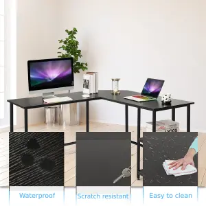 Costway Industrial L-Shaped Corner Computer Desk PC Table Large Workstation w/ Storage