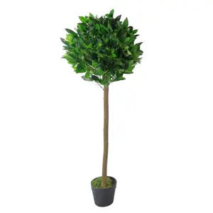 120cm Leaf Design UK Artificial Realistic Bay Laurel Topiary Ball Tree