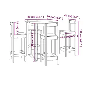 Berkfield 5 Piece Bar Set Solid Wood Pine