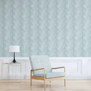 Galerie Organic Textures Turquoise Chevron Wood Textured Wallpaper