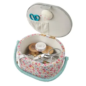 Medium Oval Sewing Box Sewing O'Clock Floral 20x24.5x15cm Sewing Online GA1124M