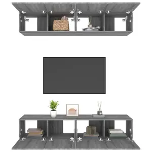 Berkfield TV Cabinets 4 pcs Grey Sonoma 80x30x30 cm Engineered Wood