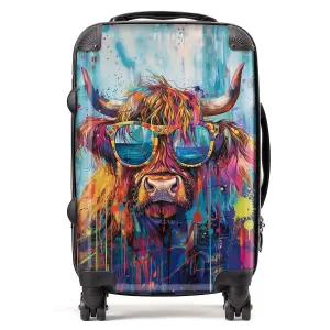 Splashart Highland Cow With Glasses Suitcase - Cabin