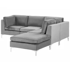 Sofa with Ottoman EVJA Grey Velvet Left Hand