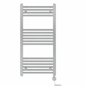 Right Radiators Prefilled Thermostatic Electric Heated Towel Rail Straight Ladder Warmer Rads - Chrome 1000x500 mm