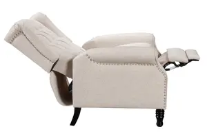 Fabric Linen Beige Marianna Manual Recliner Wingback Chair