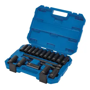 Draper HI-TORQ Metric Deep Impact Socket Set, 1/2" Sq. Dr. (19 Piece)  04577