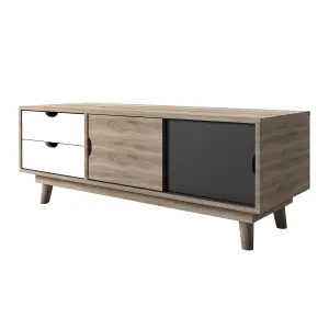 Scandinavian Oak TV Unit Oak & Grey