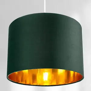 Contemporary Green Cotton 10 Table/Pendant Lamp Shade with Shiny Copper Inner