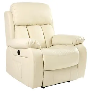 Chester Electric Bonded Leather Automatic Recliner Armchair Sofa Home Lounge Chair (Cream)