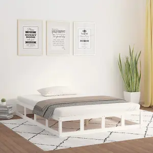 Berkfield Bed Frame White 120x190 cm Small Double Solid Wood