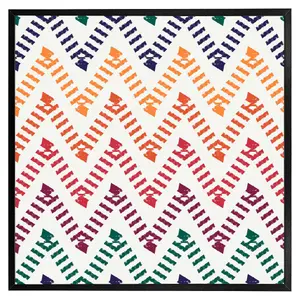 Freehand horizontal zigzag and chevron stripes (Picutre Frame) / 16x16" / Brown