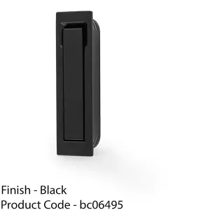 Flush Sliding Pocket Door Pull Handle - Matt Black 70mm x 19mm Finger Edge