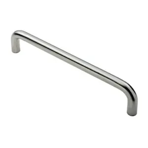 4x Round D Bar Pull Handle 319 x 19mm 300mm Fixing Centres Satin Steel