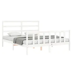 Berkfield Bed Frame with Headboard White 160x200 cm Solid Wood