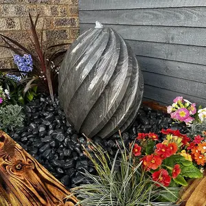 Black Sandstone Pine 50cm Natural Stone Solar Water Feature