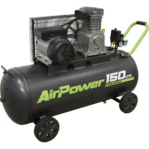 150 Litre Mobile Belt Drive Air Compressor - 3hp Motor - Quick Release Coupling