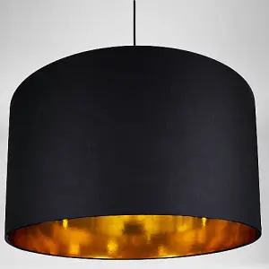 Contemporary Black Cotton 20 Floor/Pendant Lamp Shade with Shiny Gold Inner