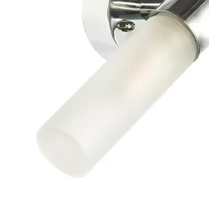 Modern Chrome IP44 Rated Bathroom Wall Light Fitting with Tubular Glass Shades