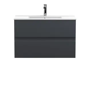 Urban 800mm Wall Hung Single Vanity Unit Satin Anthracite