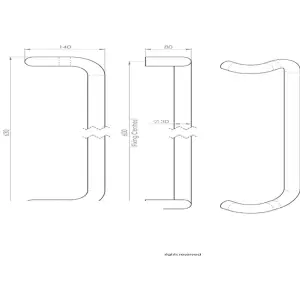 4x Cranked Pull Handle 630 x 30mm 600mm Fixing Centres Satin Stainless Steel