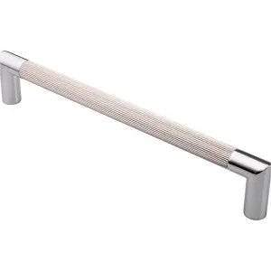 Mitred Reeded Door Pull Handle - 320mm x 20mm - 300mm Centres Satin Nickel