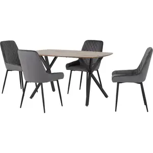 Mizel Athens Medium Oak Table & Avery Chair Dining Set Medium Oak / Grey