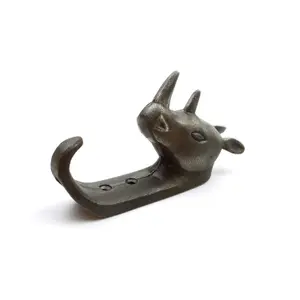 Oakcrafts - Antique Cast Iron Rhinoceros Single Hook - 125mm