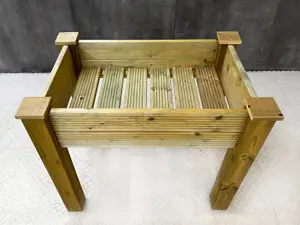 GardenGlow wooden planter, 2-tier grooved surface (L-100cm x D-60cm x H-100cm)