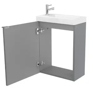 GoodHome Imandra Gloss Grey & white Wall-mounted Vanity unit & basin set (H)550mm