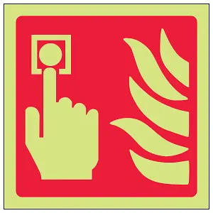 Call Point Logo Fire Equipment Sign - Glow in Dark - 100x100mm (x3)