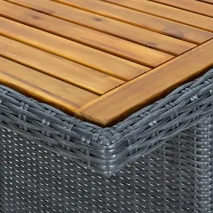 Berkfield Garden Table Dark Grey Poly Rattan and Solid Acacia Wood