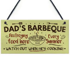 Red Ocean Dad's Barbeque Garden Shed Sign SummerHouse Hanging Plaque Fathers Day Gifts For Him