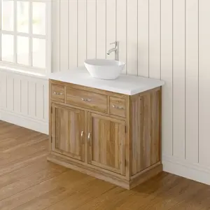 Nya 1000mm Single Bathroom Vanity with Vessel Ceramic Basin White