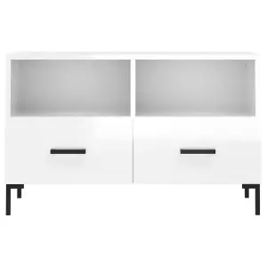 Berkfield TV Cabinet High Gloss White 80x36x50 cm Engineered Wood