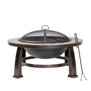 30 Inch Traditional Outdoor Fire Pit Set with Cover - Durable Wood Burner Heater