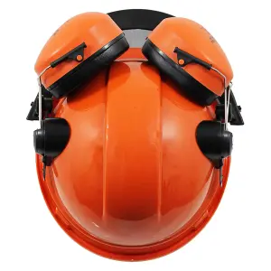 SPARES2GO Chainsaw Safety Helmet with Mesh Visor and Ear Muffs